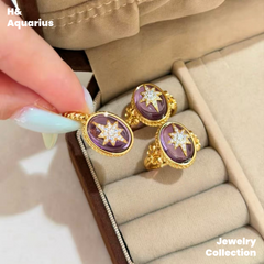 Purple Night Oracle Ring - 925 Silver Crystal Luxury Mystical Ring