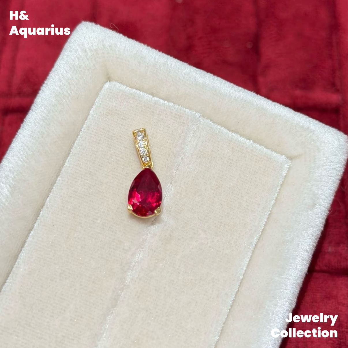 Lab-Grown Ruby Velvet Pendant - 925 Silver Luxury Minimalist Necklace