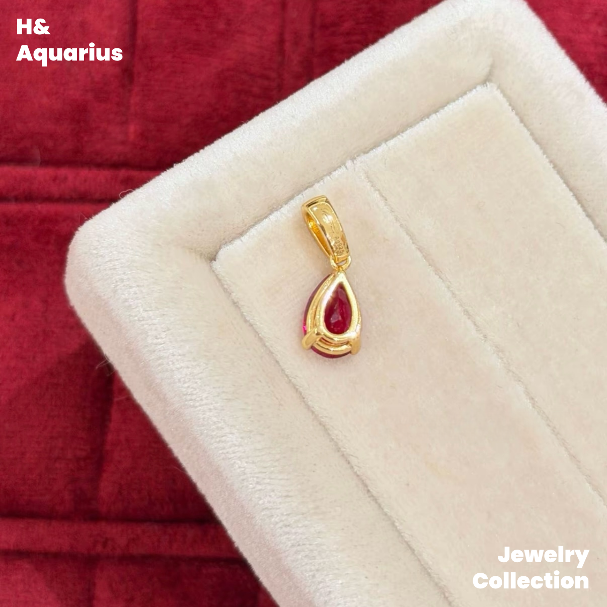 Lab-Grown Ruby Velvet Pendant - 925 Silver Luxury Minimalist Necklace