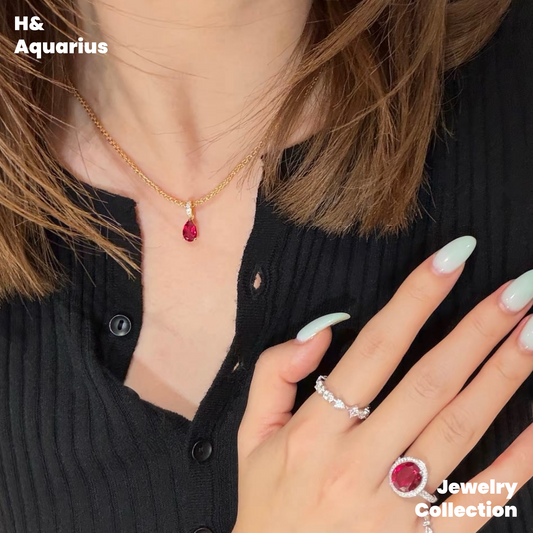 Lab-Grown Ruby Velvet Pendant - 925 Silver Luxury Minimalist Necklace