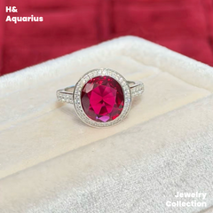 Lab-Grown Ruby Velvet Ring - 925 Silver Luxury Minimalist Statement Ring