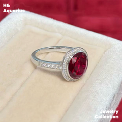 Lab-Grown Ruby Velvet Ring - 925 Silver Luxury Minimalist Statement Ring