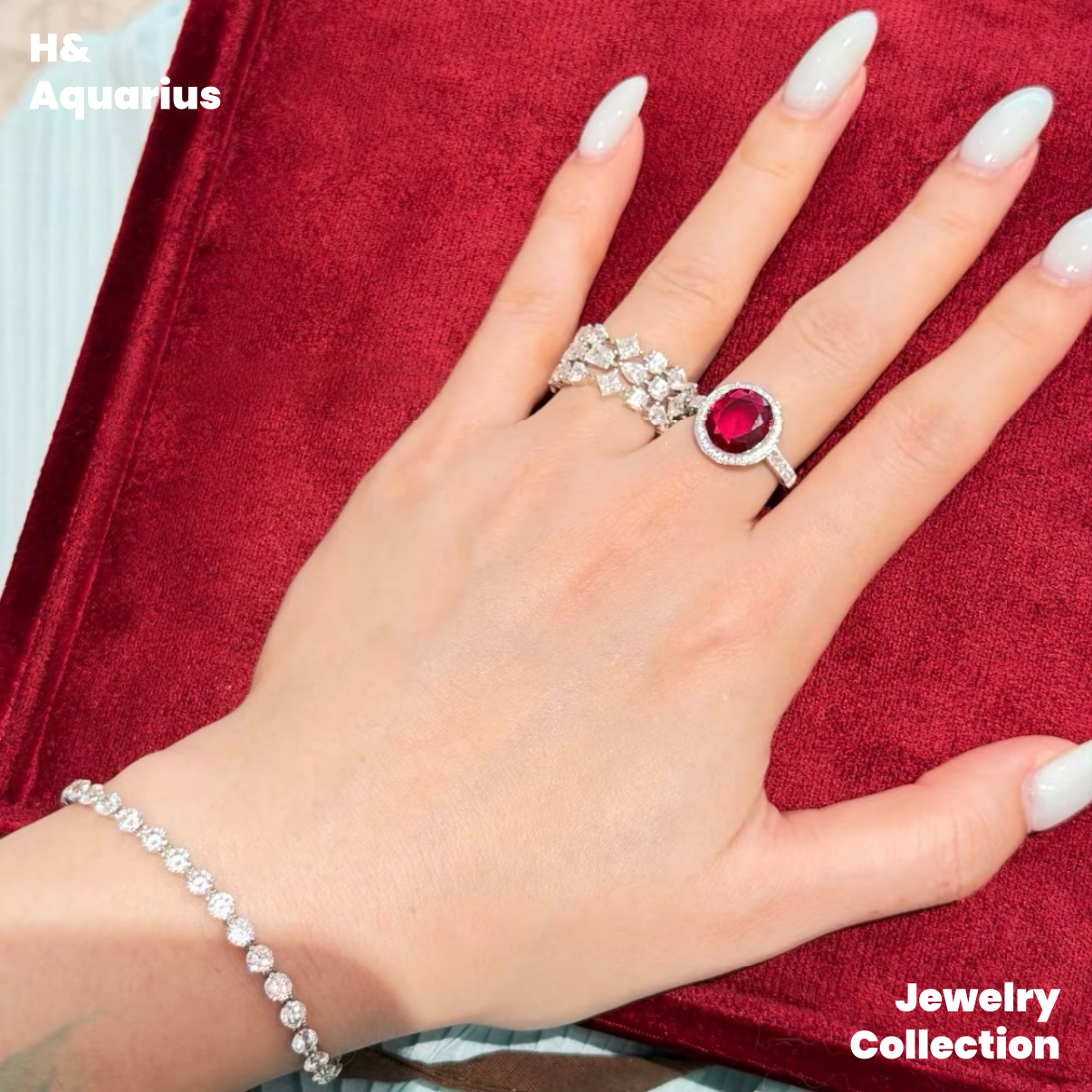 Lab-Grown Ruby Velvet Ring - 925 Silver Luxury Minimalist Statement Ring