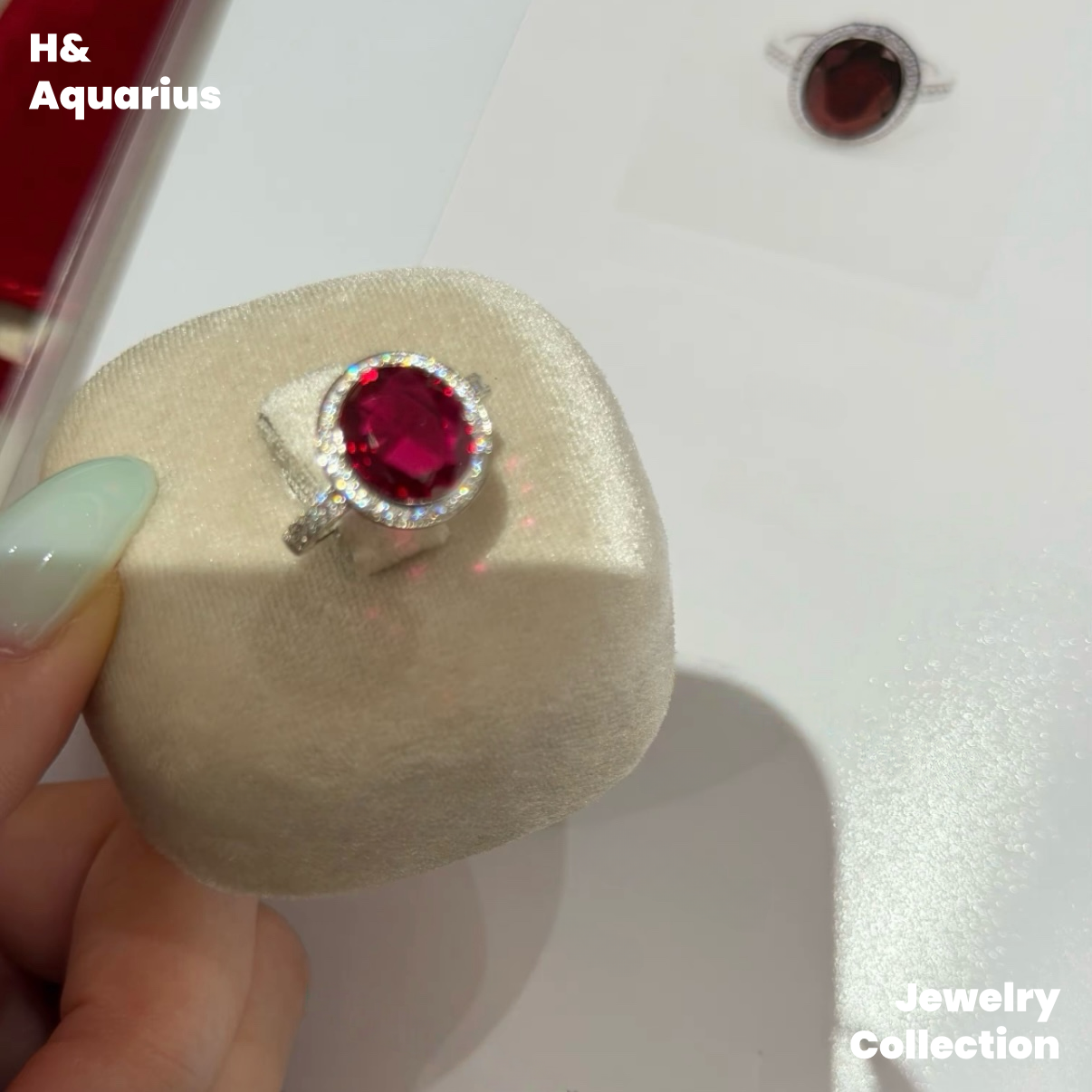 Lab-Grown Ruby Velvet Ring - 925 Silver Luxury Minimalist Statement Ring