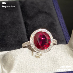 Lab-Grown Ruby Velvet Ring - 925 Silver Luxury Minimalist Statement Ring