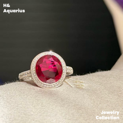 Lab-Grown Ruby Velvet Ring - 925 Silver Luxury Minimalist Statement Ring