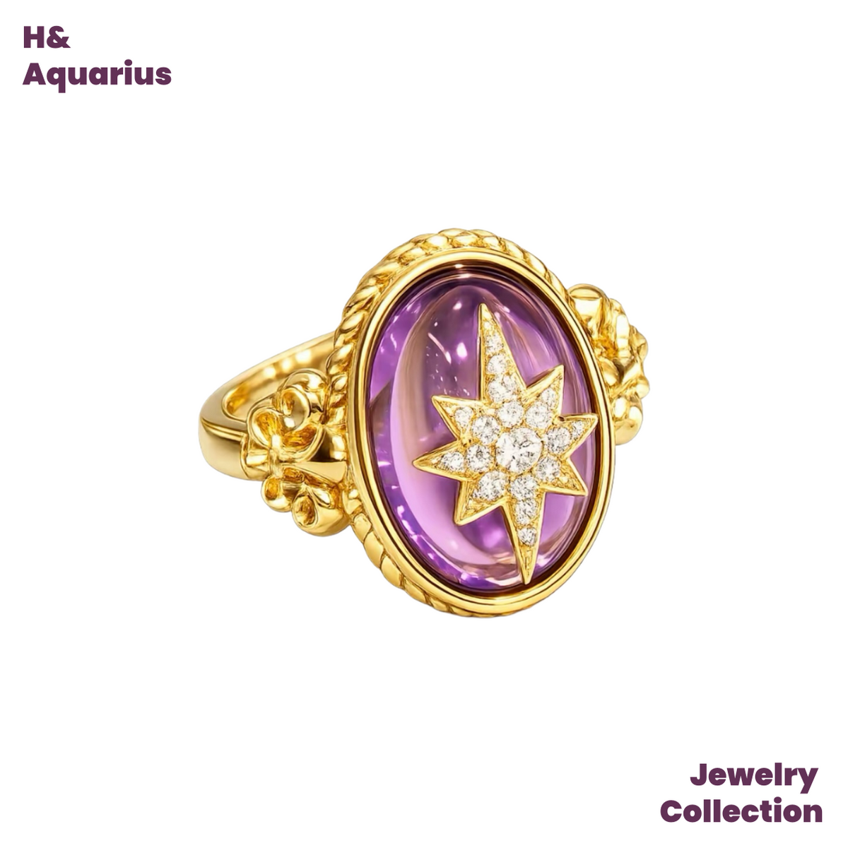 Purple Night Oracle Ring - 925 Silver Crystal Luxury Mystical Ring