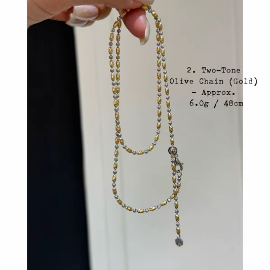 Chain: 925 Silver Olive Bead Chain - Handmade Minimalist Necklace Chain