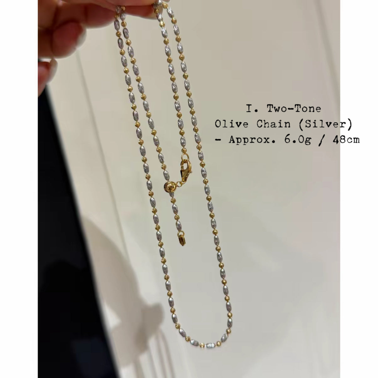 Chain: 925 Silver Olive Bead Chain - Handmade Minimalist Necklace Chain