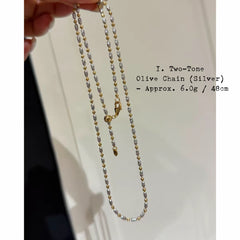 Chain: 925 Silver Olive Bead Chain - Handmade Minimalist Necklace Chain