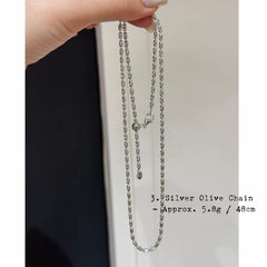 Chain: 925 Silver Olive Bead Chain - Handmade Minimalist Necklace Chain