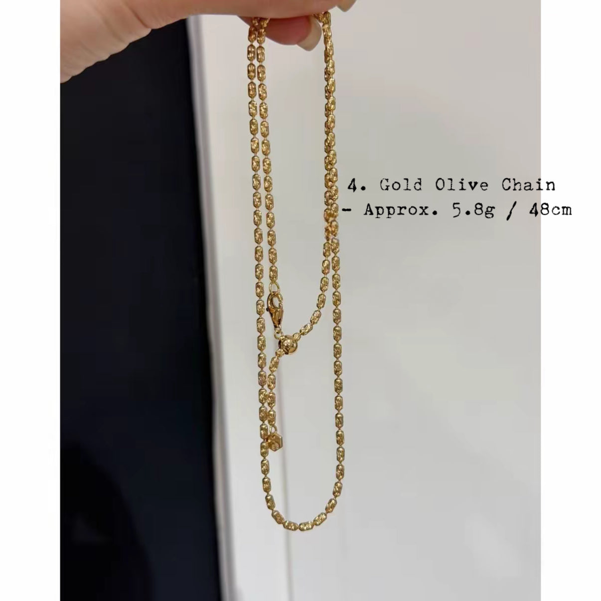 Chain: 925 Silver Olive Bead Chain - Handmade Minimalist Necklace Chain