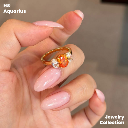 925 Silver & Zirconia Fanta Ring - Gold Plated Colorful Fashion Stackable Ring