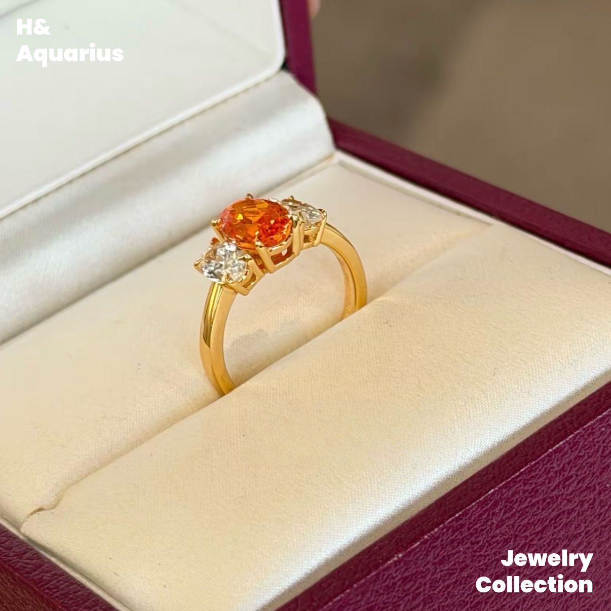 925 Silver & Zirconia Fanta Ring - Gold Plated Colorful Fashion Stackable Ring