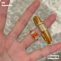 925 Silver & Zirconia Fanta Ring - Gold Plated Colorful Fashion Stackable Ring