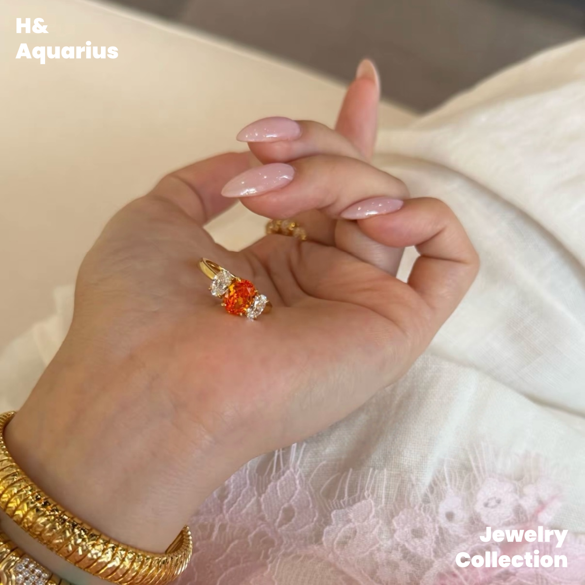925 Silver & Zirconia Fanta Ring - Gold Plated Colorful Fashion Stackable Ring