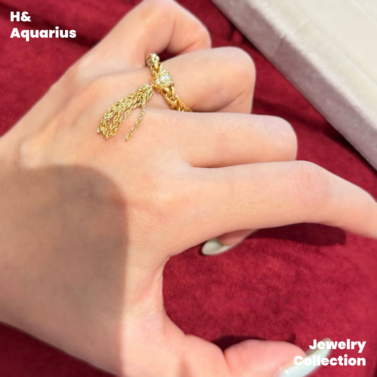 925 Silver & Zirconia Gold Tassel Ring - Minimalist Vintage Luxury Stackable Ring