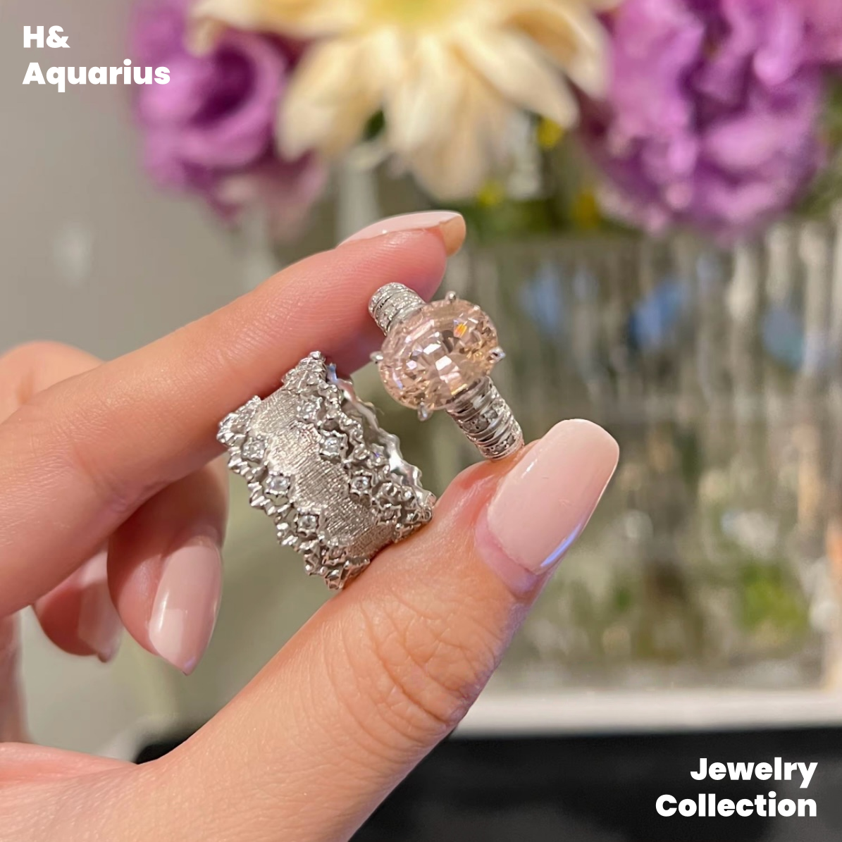 925 Silver & Zirconia Morganite Pink Ring - Luxurious Pav¨¦ Cocktail Ring