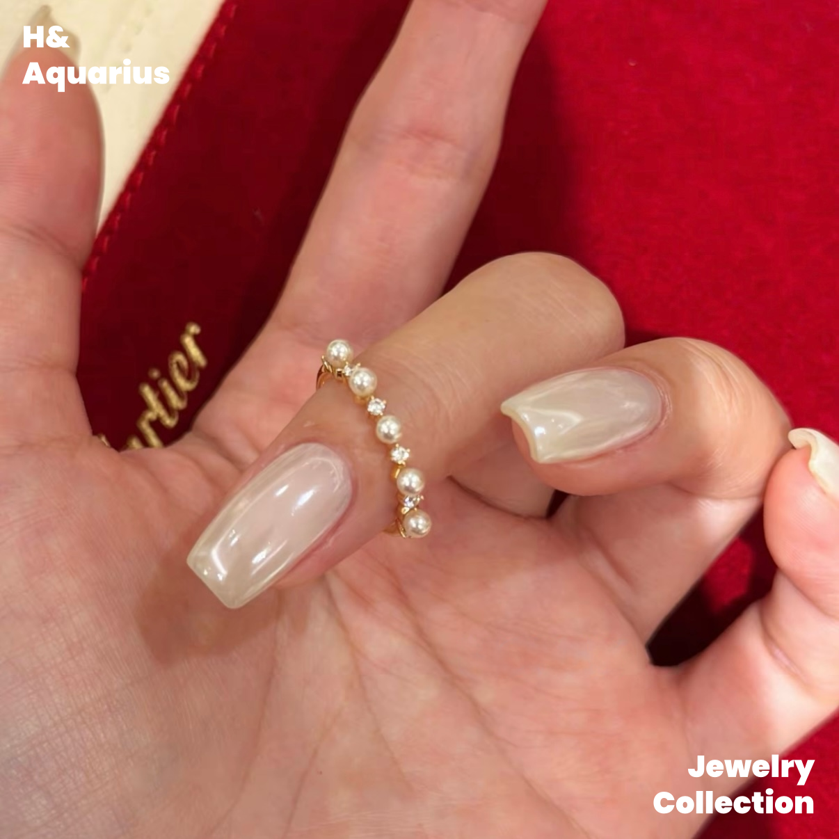 925 Silver & Imitation Pearl Moon Drop Ring - Minimalist Vintage French Style Ring