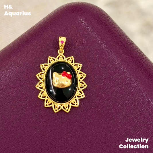 Pendant: 925 Silver Enamel Cat Silhouette - Colorful Minimalist Necklace Charm