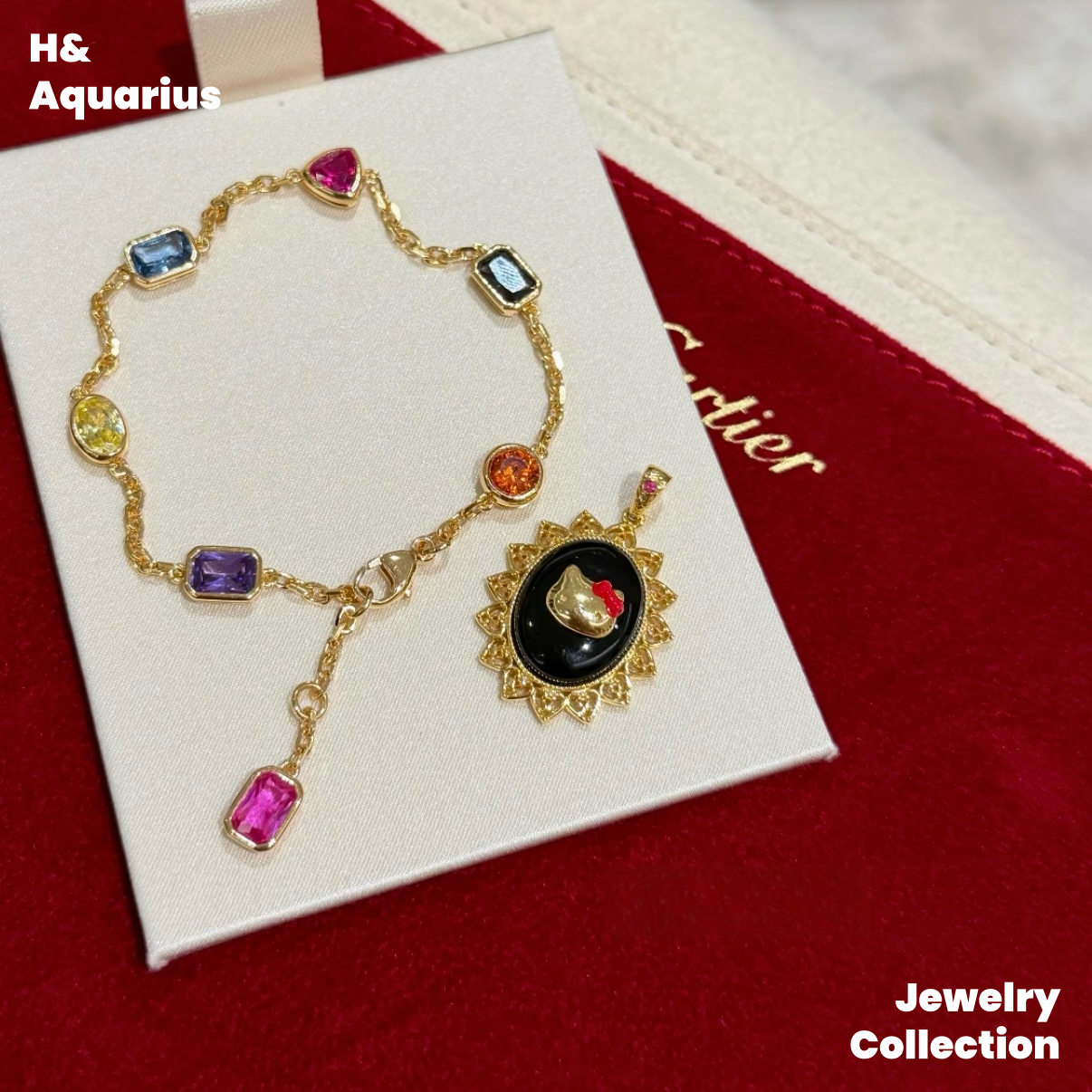 Pendant: 925 Silver Enamel Cat Silhouette - Colorful Minimalist Necklace Charm