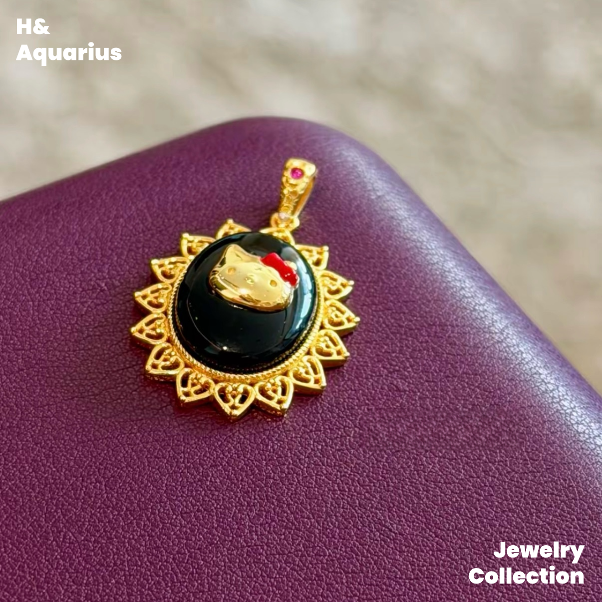 Pendant: 925 Silver Enamel Cat Silhouette - Colorful Minimalist Necklace Charm