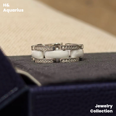 925 Silver & Ceramic White Glaze Ring - Minimalist Luxury Statement Ring