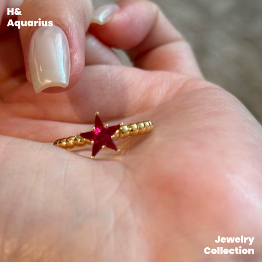 925 Silver & Zirconia Star Blush Ring - Minimalist Luxury Everyday Ring