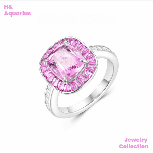 Lab-Grown Sapphire Pink Starry Ring - Pink Luxury Minimalist Jewelry for Women & Bestie Gift