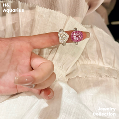 Lab-Grown Sapphire Pink Starry Ring - Pink Luxury Minimalist Jewelry for Women & Bestie Gift