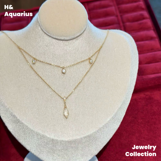 Moonlight Ripple Necklace - 925 Silver Crystal Minimalist Luxury Chain