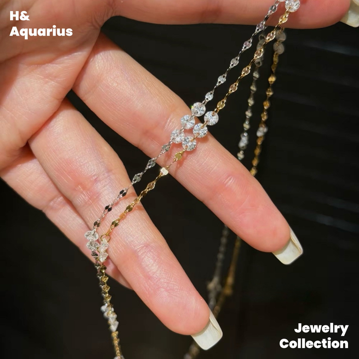 Chain: 925 Silver & Zirconia Split Light Necklace - Minimalist Layering Chain