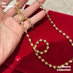 Chain: 925 Silver Ripple Necklace - Gold Plated Twisted Minimalist Layering Chain