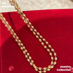Chain: 925 Silver Ripple Necklace - Gold Plated Twisted Minimalist Layering Chain