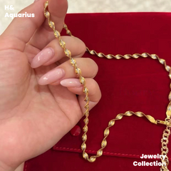 Chain: 925 Silver Ripple Necklace - Gold Plated Twisted Minimalist Layering Chain