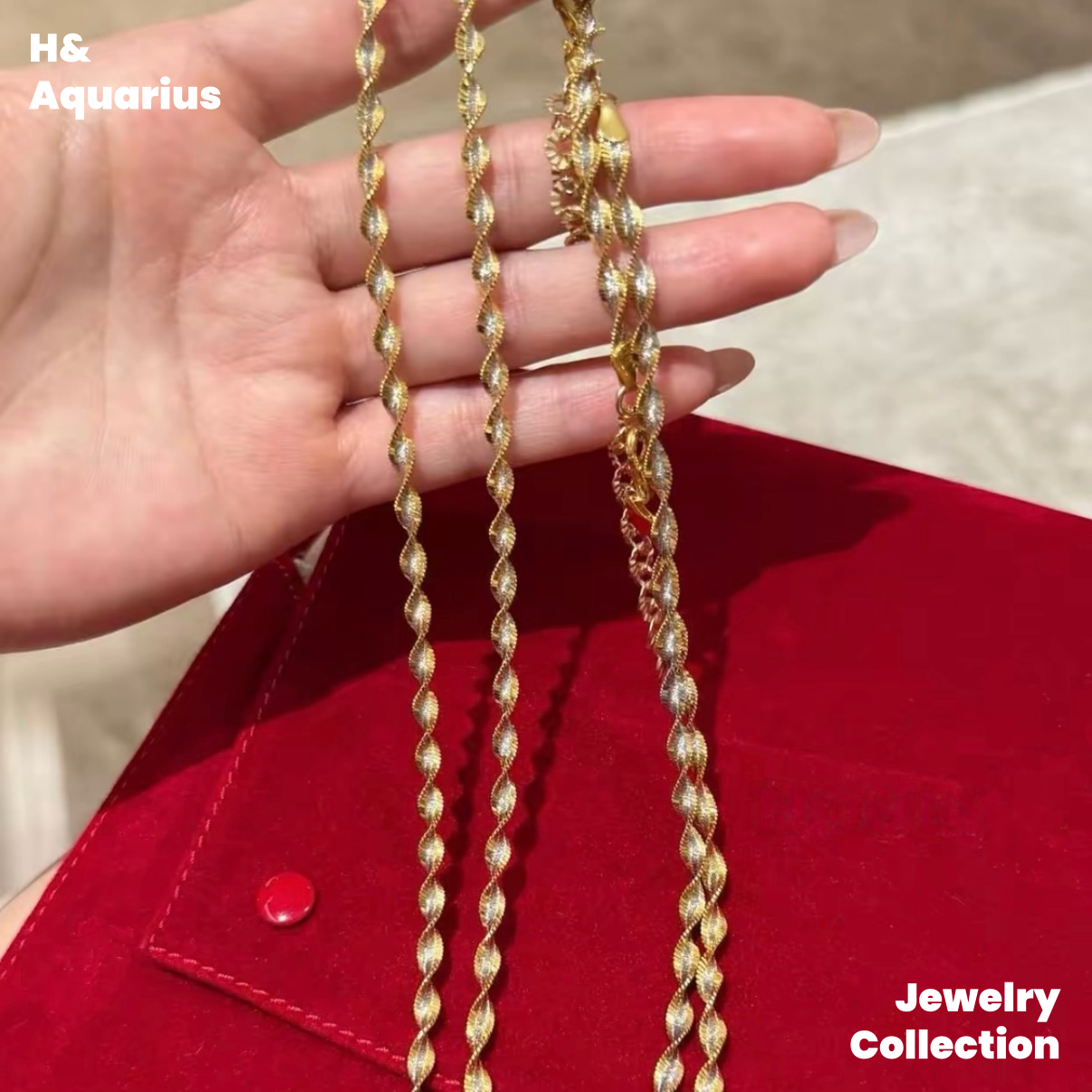 Chain: 925 Silver Ripple Necklace - Gold Plated Twisted Minimalist Layering Chain