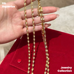 Chain: 925 Silver Ripple Necklace - Gold Plated Twisted Minimalist Layering Chain