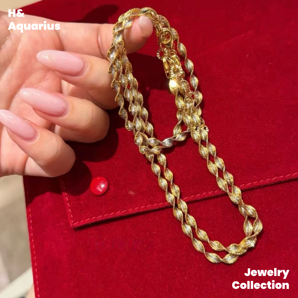 Chain: 925 Silver Ripple Necklace - Gold Plated Twisted Minimalist Layering Chain