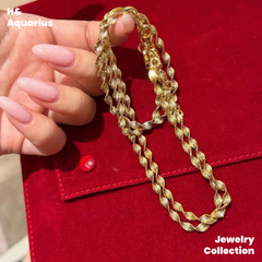Chain: 925 Silver Ripple Necklace - Gold Plated Twisted Minimalist Layering Chain