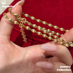 Chain: 925 Silver Ripple Necklace - Gold Plated Twisted Minimalist Layering Chain