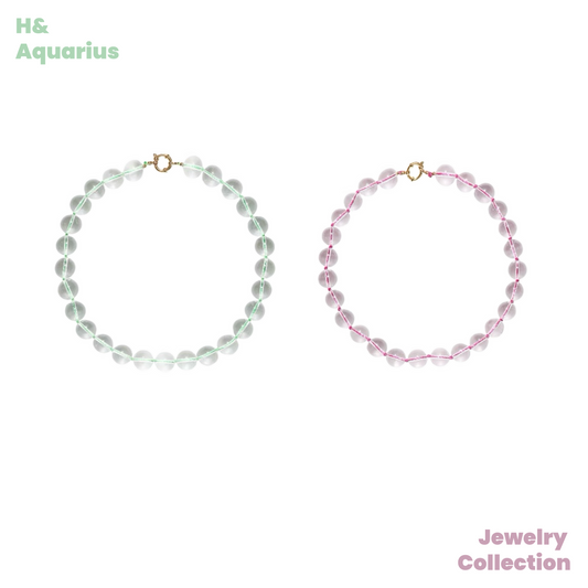 Copper Alloy & Acrylic Necklace - Translucent Pastel Pink/Green/Blue Multi-Color Chain