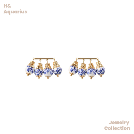 Copper Alloy & Imitation Pearl Earrings - Tri-Color Single Row Drop Dangle Earrings