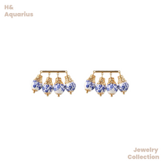 Copper Alloy & Imitation Pearl Earrings - Tri-Color Single Row Drop Dangle Earrings