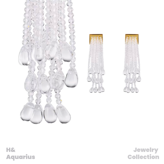 Copper Alloy & Glass Glossy Waterfall Tassel Earrings - Clear Dangle Chandelier Earrings