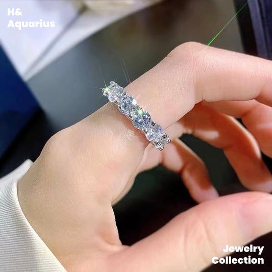 925 Silver & Zirconia "Snowflake Band" Ring - Luxury Minimalist Stackable Ring for Women