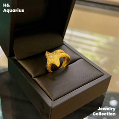 925 Silver & Zirconia Starfish Ring - Gold Plated Minimalist Coastal Statement Ring
