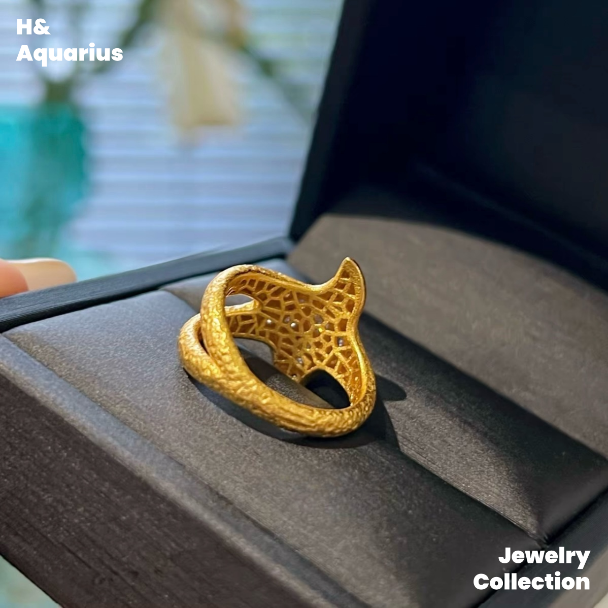 925 Silver & Zirconia Starfish Ring - Gold Plated Minimalist Coastal Statement Ring