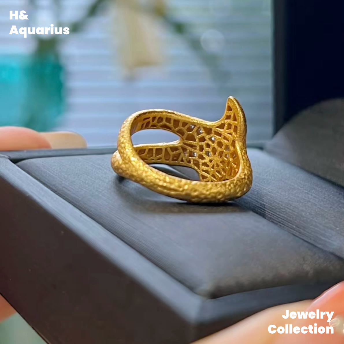 925 Silver & Zirconia Starfish Ring - Gold Plated Minimalist Coastal Statement Ring