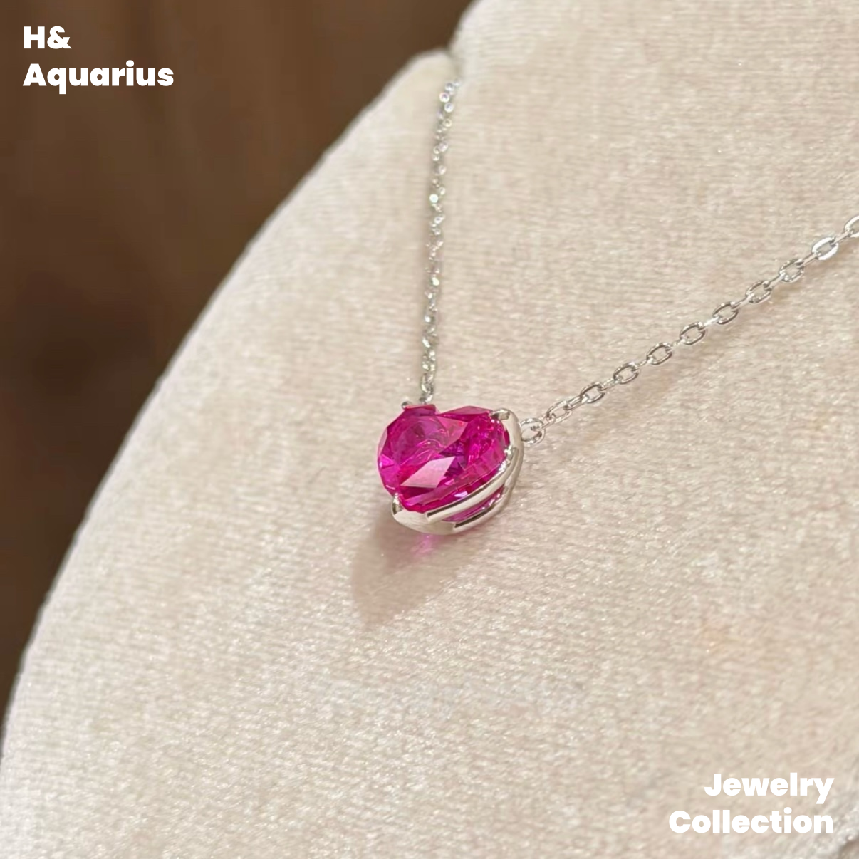 Pendant & Chain: 925 Silver & Zirconia Berry Heart Necklace - Minimalist Everyday Luxury Chain