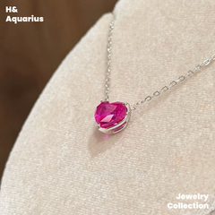 Pendant & Chain: 925 Silver & Zirconia Berry Heart Necklace - Minimalist Everyday Luxury Chain